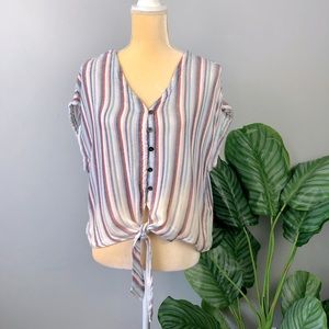 Vintage Havana Short Sleeve Front Tie Top